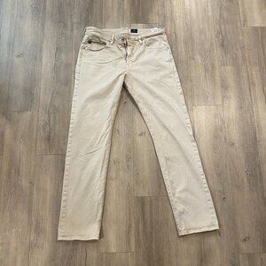 AG Adriano Goldschmied The Graduate Tailored Leg Pants Beige Khaki 34x32 Stretch